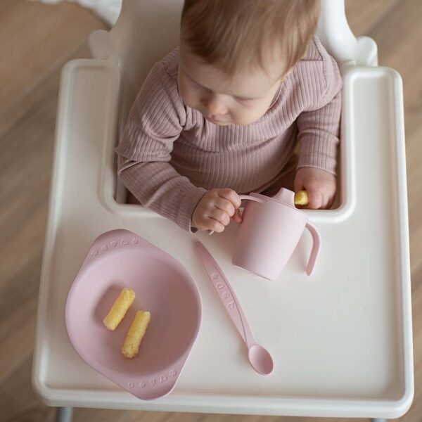 Bioplastic baby feeding spoon set creamy white-mint-powder pink 3 pcs