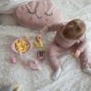 Babygeschirr-Set aus Biokunststoff ab 6 Monaten puderrosa