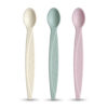 Bioplastic baby feeding spoon set creamy white-mint-powder pink 3 pcs