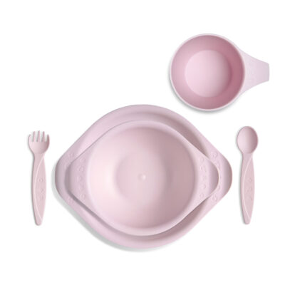Bioplastic baby dinner set from 12 months powder pink