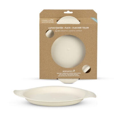 Bioplastic baby plate creamy white